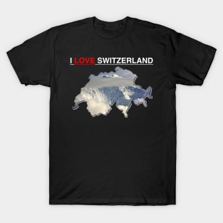 I Love Switzerland Snow Covered Mountain Peak T-Shirt